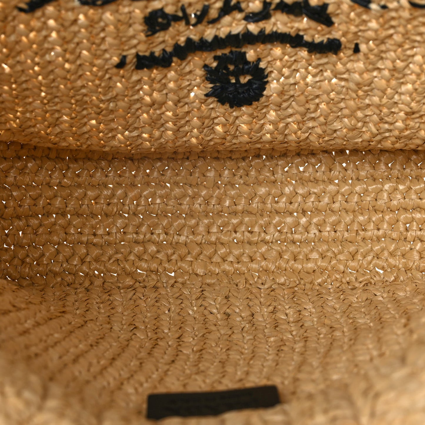Yarn Raffia Effect Crochet Embroidered Small Logo Tote Naturale