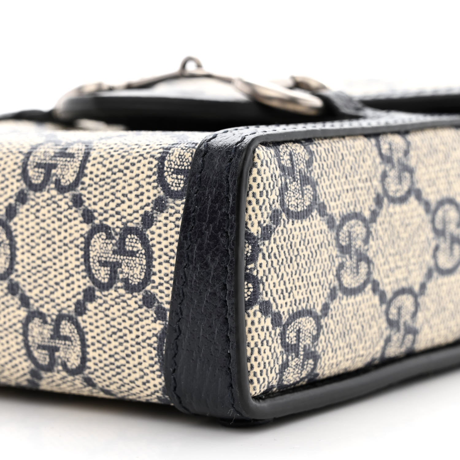 Gucci GG Supreme Monogram Textured Dollar Calfskin Mini Horsebit 1955 Crossbody Bag Beige Blue 10 of 10