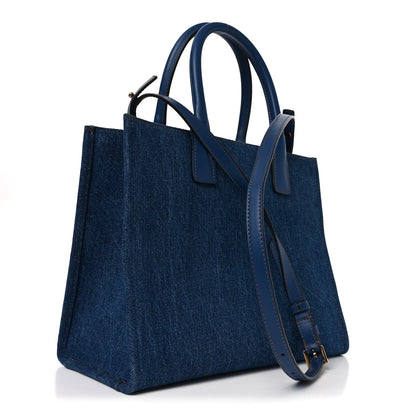 Versace Denim Calfskin La Medusa Small Tote Bag Blue 3 of 9