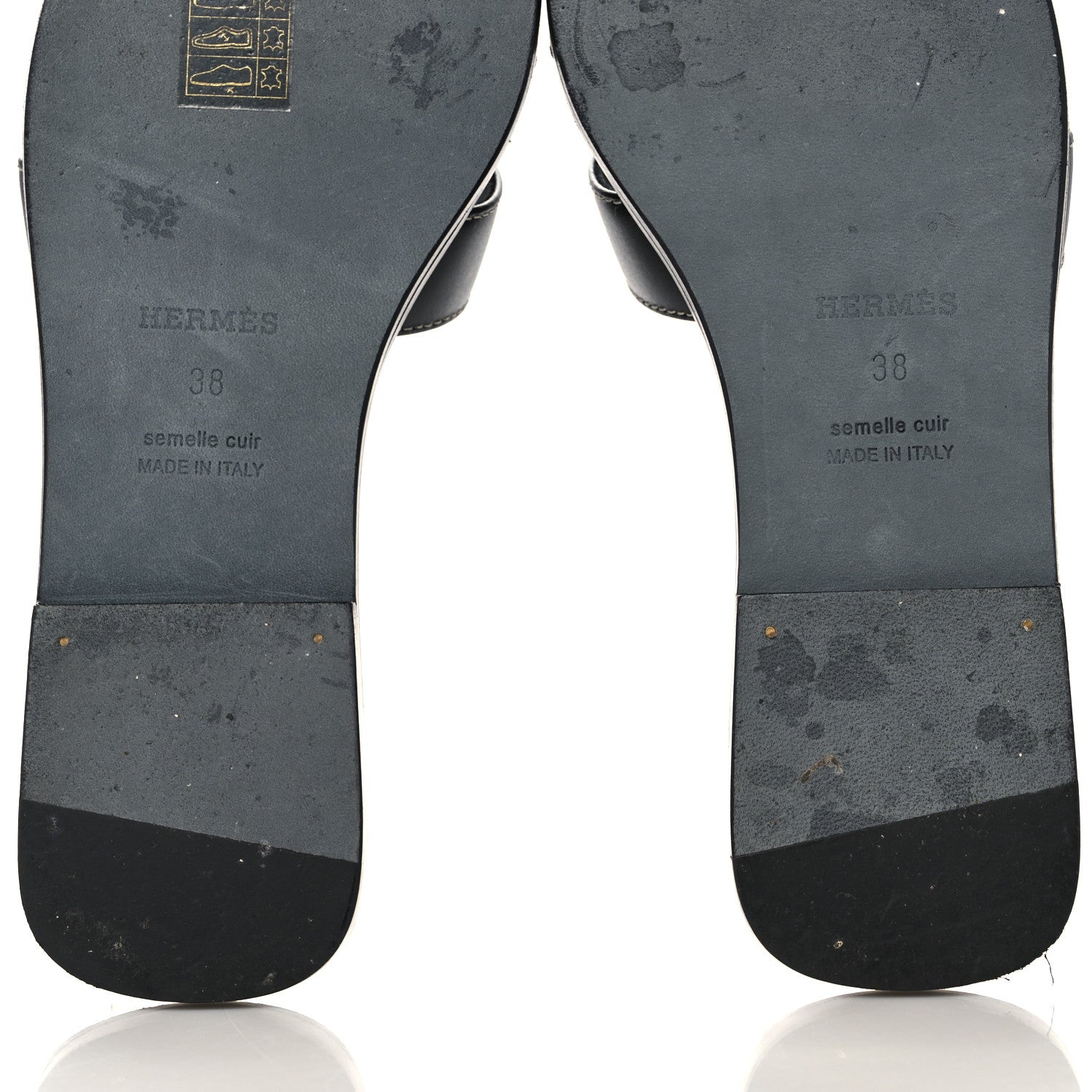 Hermes Box Calfskin Oran Sandals 38 Black 10 of 11