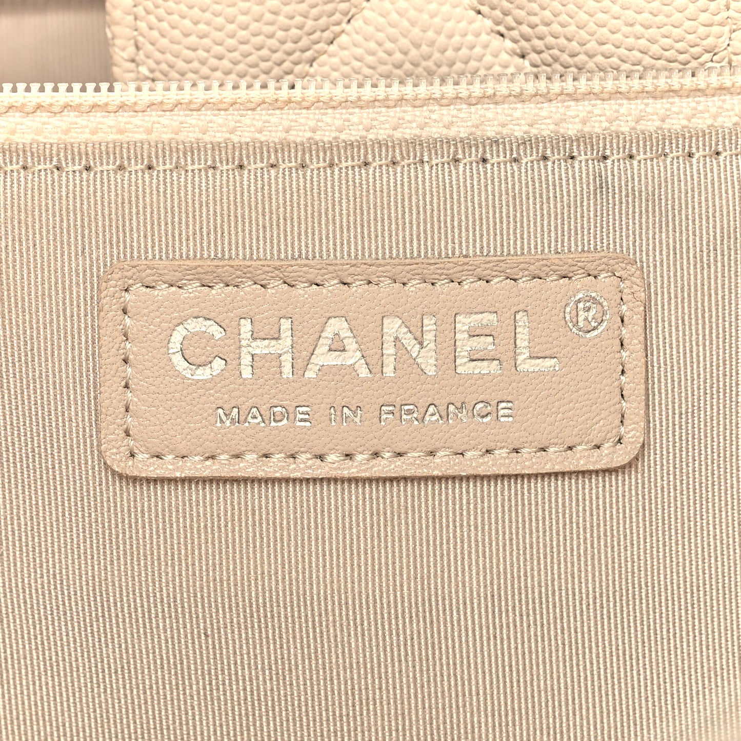 Caviar Quilted Large Classic Shopping Tote Light Beige