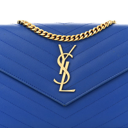 Saint Laurent Grain De Poudre Matelasse Chevron Monogram Chain Wallet Blue Majorelle 8 of 13