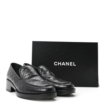 Chanel Calfskin Stitched CC Loafers 39.5 Black 10 of 10