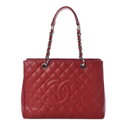 Chanel Caviar Quilted Grand Shopping Tote GST Red 1 of 7