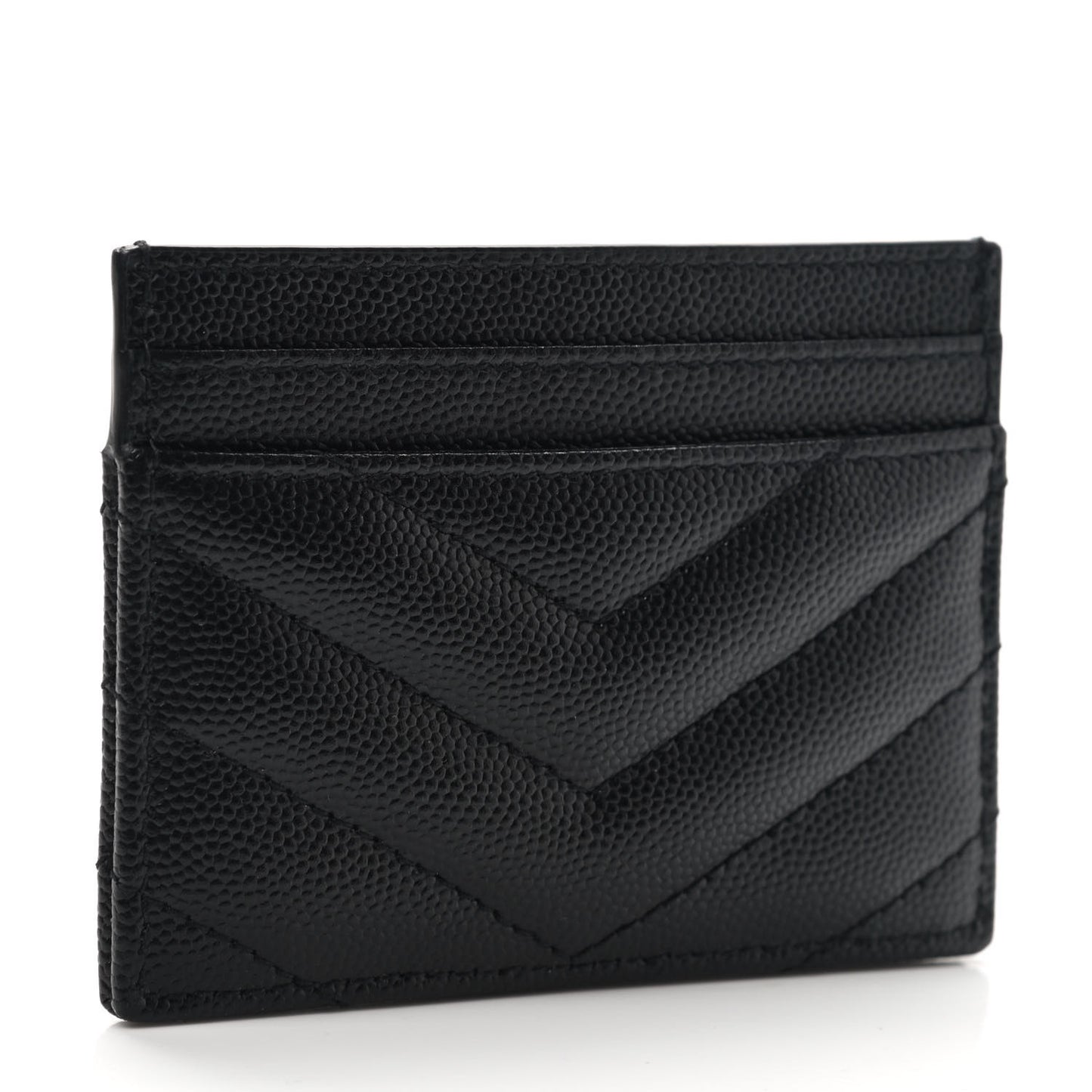 Grain De Poudre Matelasse Chevron Monogram Credit Card Case Black