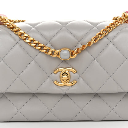 Chanel Lambskin Resin Pearl Quilted Small Flap Grey 8 of 11