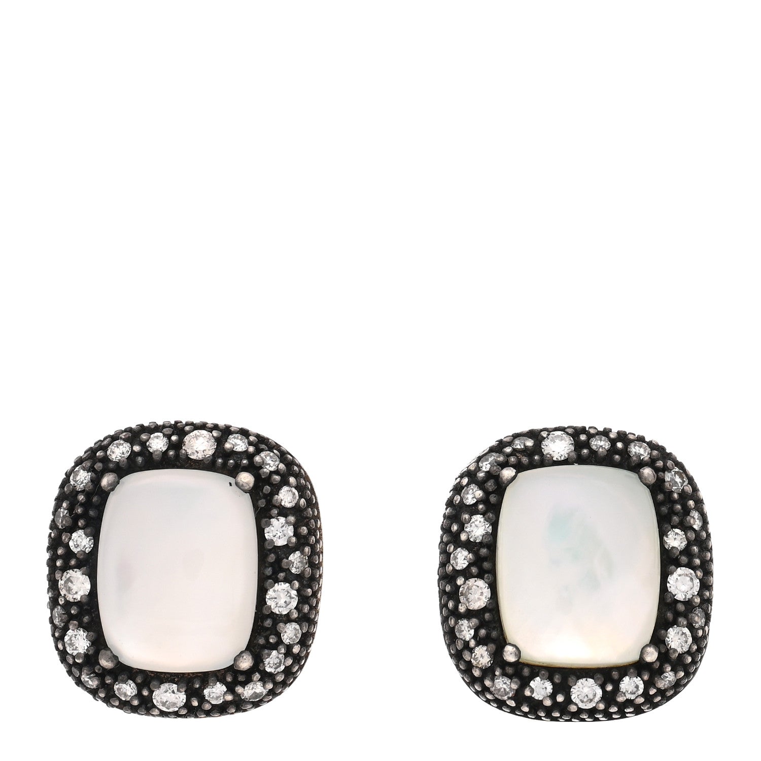 David Yurman Sterling Silver Diamond Moon Quartz Midnight Melange Earrings 1 of 4