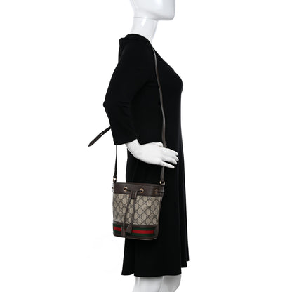 Gucci GG Supreme Monogram Web Mini Ophidia Bucket Bag Brown 2 of 10