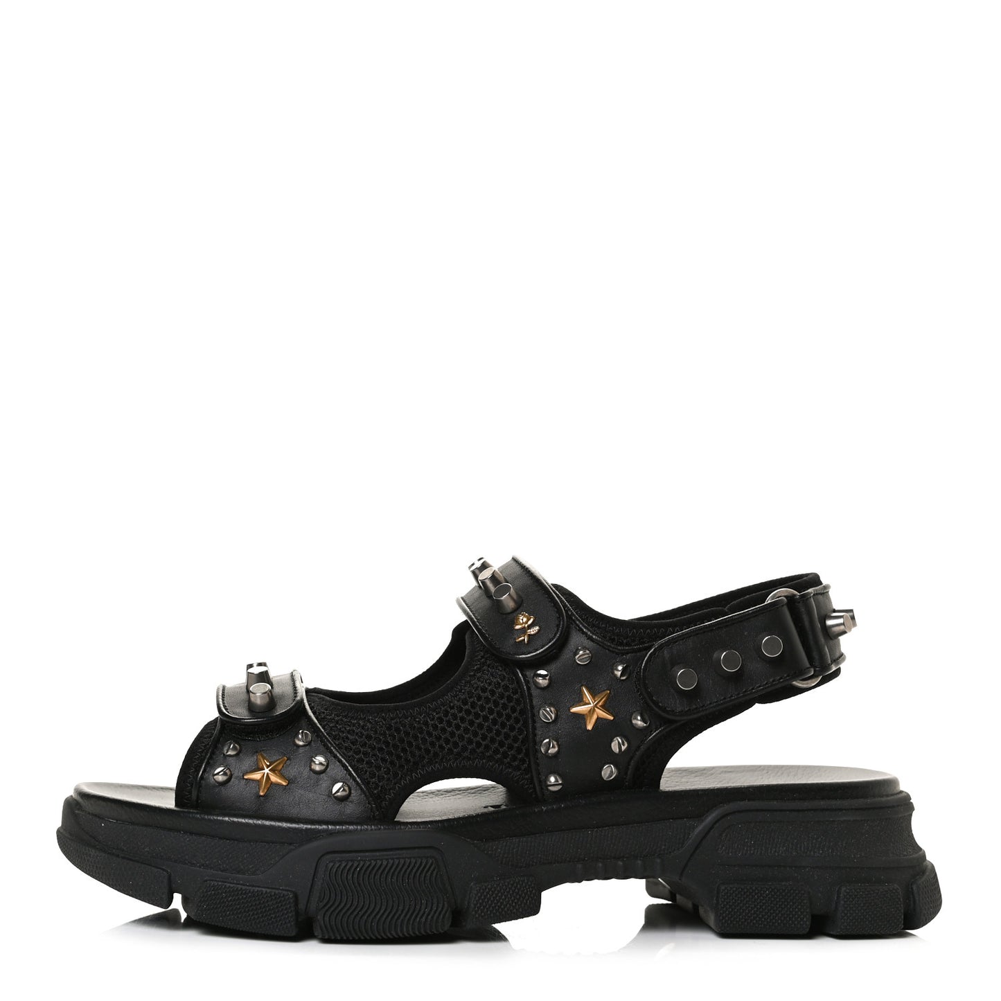 Nappa Mesh Studded Mens Aguru Sandals 11 Black