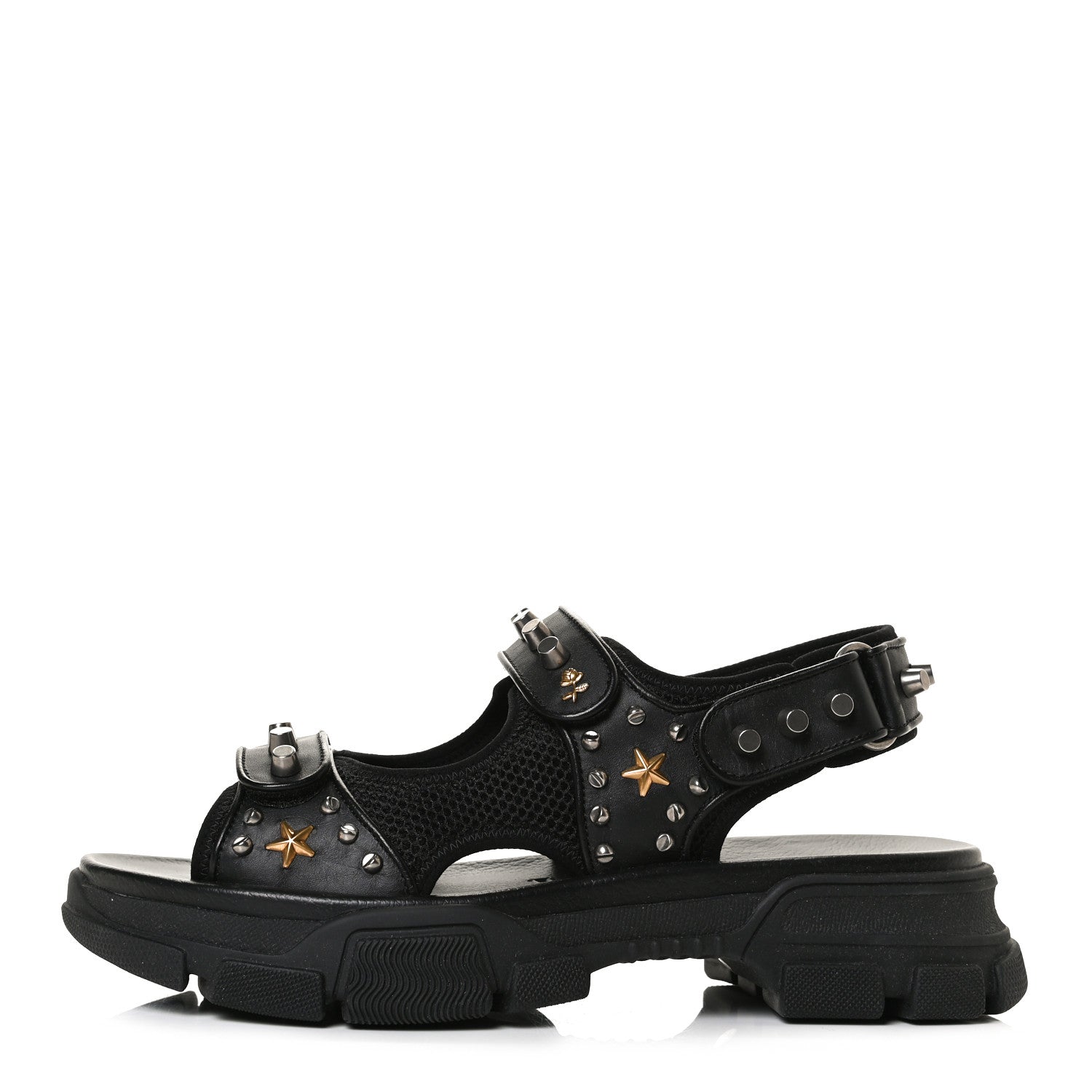 Gucci Nappa Mesh Studded Mens Aguru Sandals 11 Black 1 of 12
