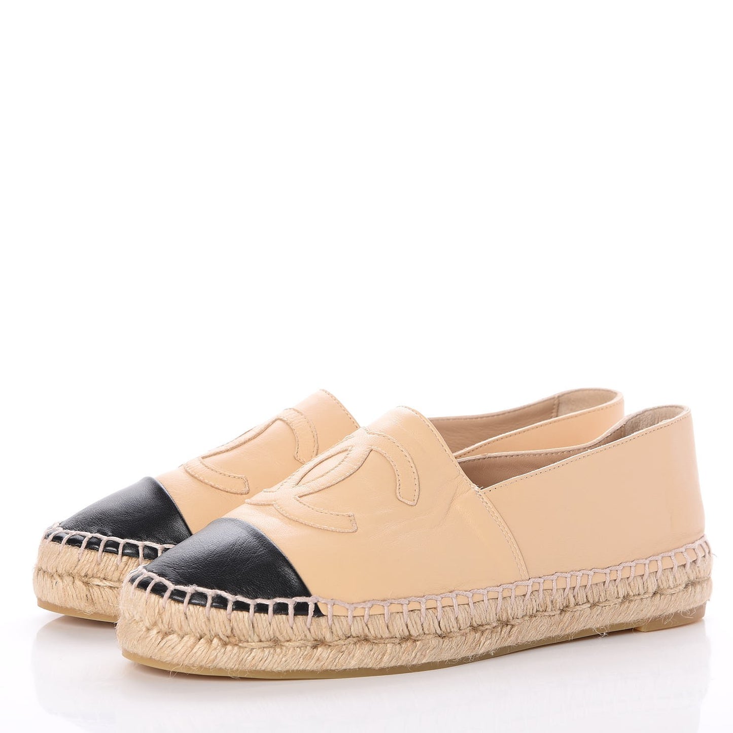 Lambskin CC Espadrilles 38 Beige Black