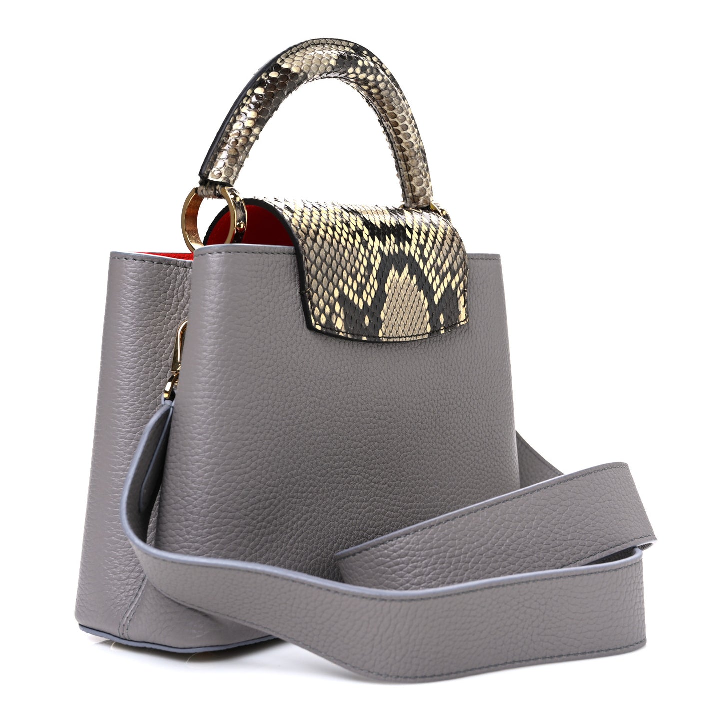 Taurillon Snakeskin Capucines BB Steeple Grey