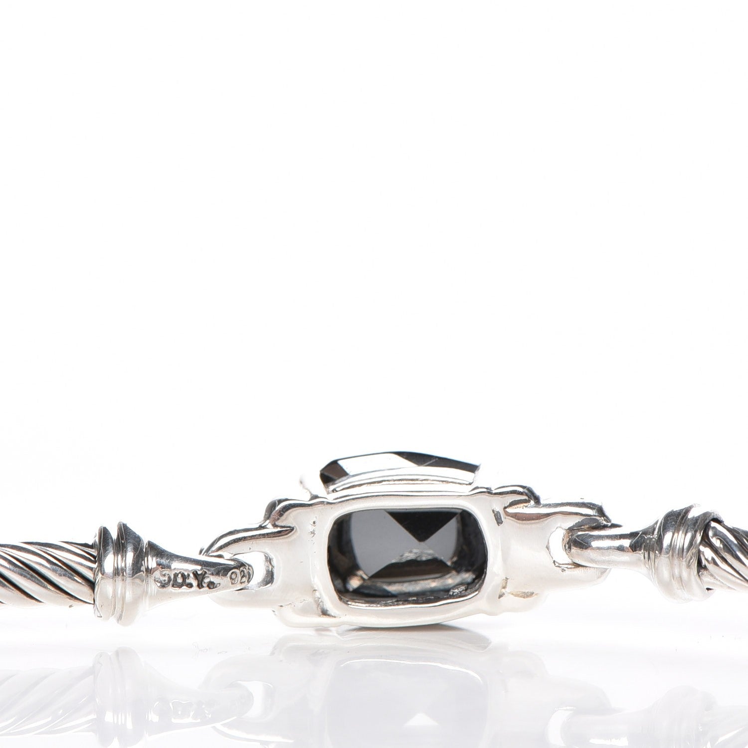 David Yurman Sterling Silver Diamond Hematite 3mm Petite Wheaton Bracelet 4 of 6