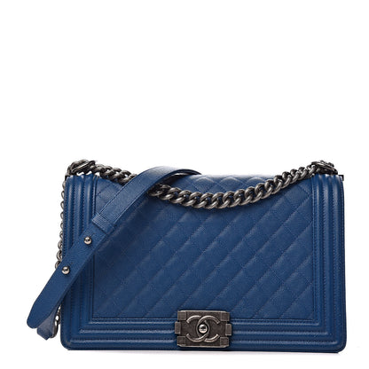 Chanel Caviar Quilted New Medium Boy Flap Blue 1 of 16