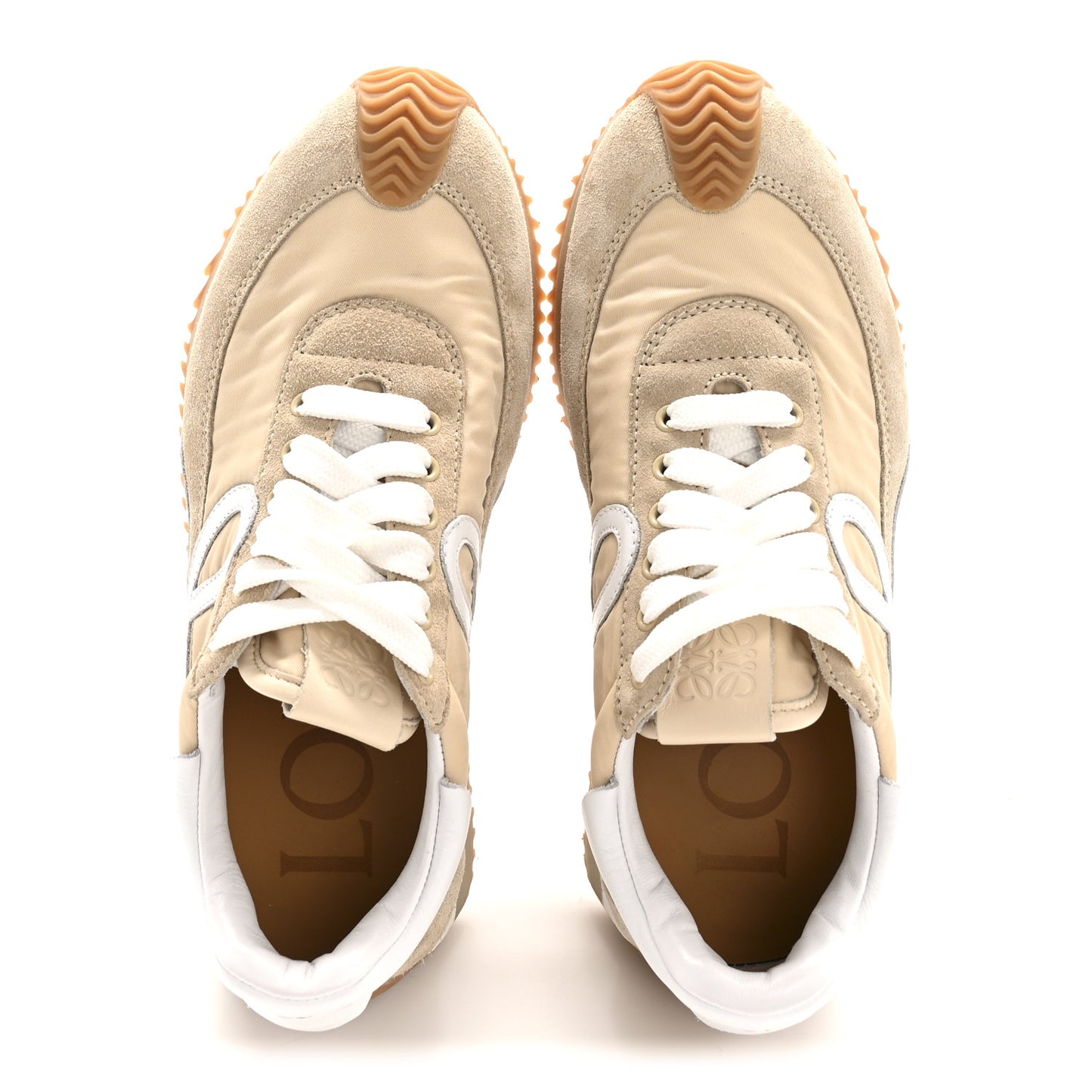 Nylon Suede Flow Runners Sneakers 35 Beige White