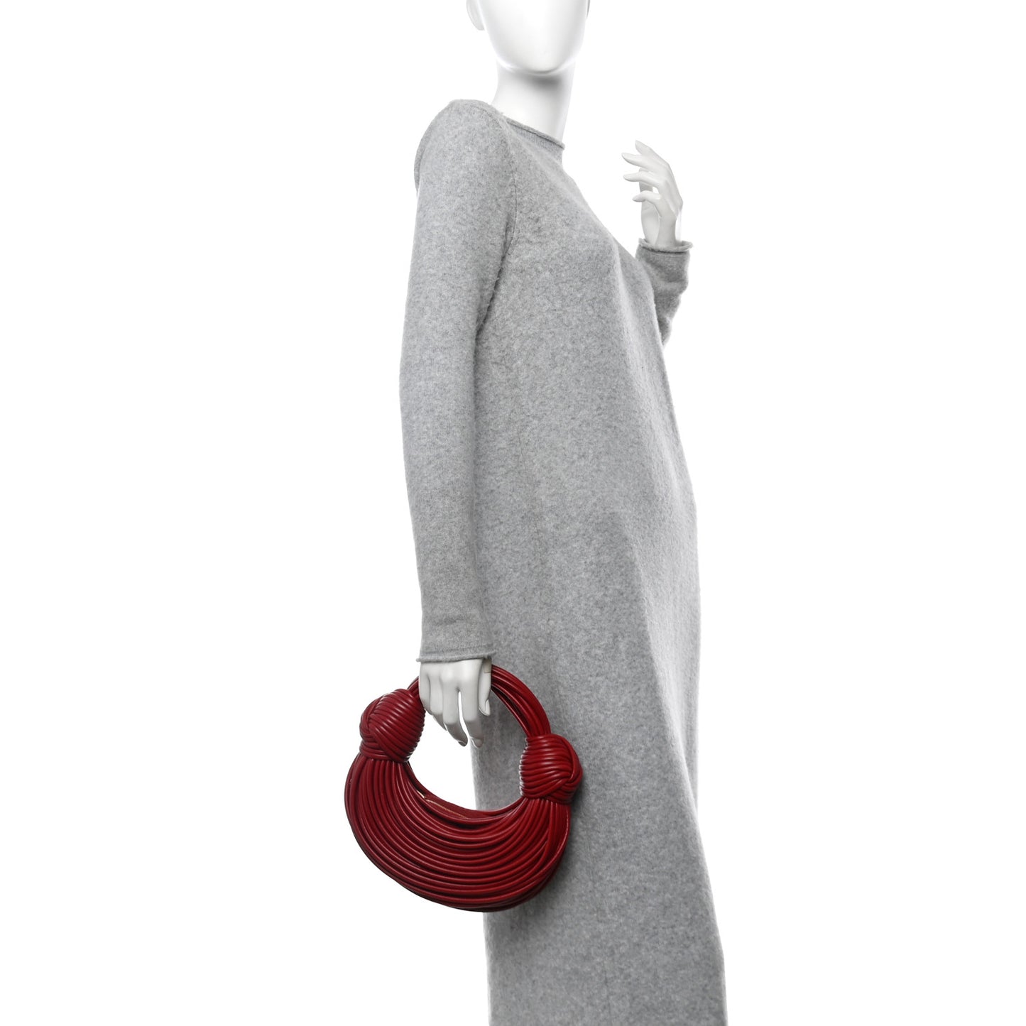 Nappa Mini Tubular Double Knot Dark Red
