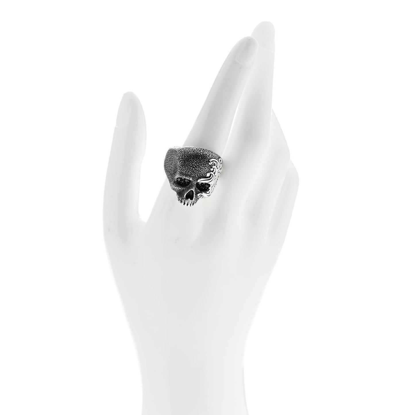Sterling Silver Black Diamond Waves Skull Ring 62 10