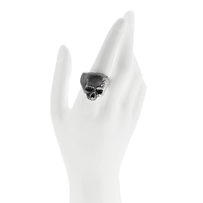 David Yurman Sterling Silver Black Diamond Waves Skull Ring 62 10 2 of 6