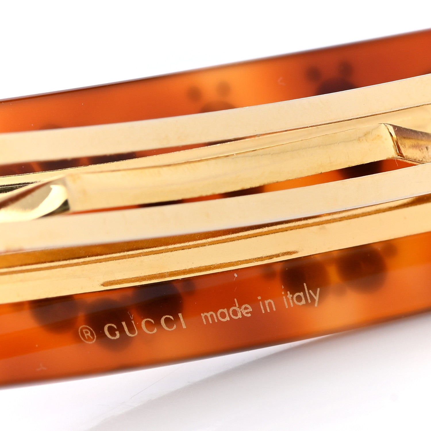 Gucci Resin Crystal Single Hair Barrette Tortoiseshell 3 of 4