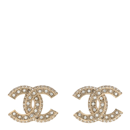 Chanel Crystal Timeless CC Earrings Light Gold 1 of 5