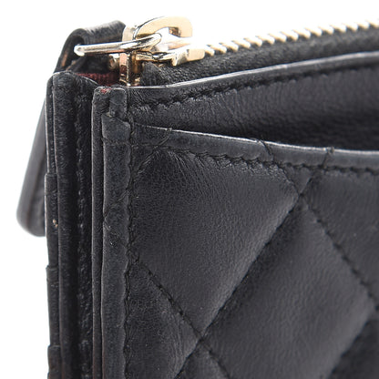 Chanel Lambskin Quilted Zip Card Holder Black 12 of 14