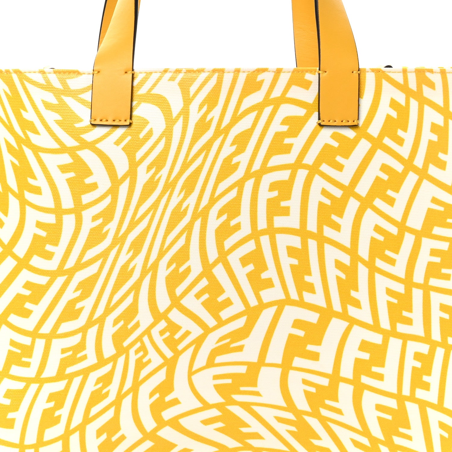 Fendi X SARAH COLEMAN Glazed Canvas Vitello King FF Vertigo Shopping Tote Bag Mimosa White 8 of 10