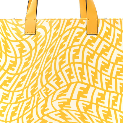 Fendi X SARAH COLEMAN Glazed Canvas Vitello King FF Vertigo Shopping Tote Bag Mimosa White 8 of 10