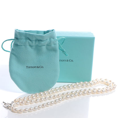 Tiffany Sterling Silver Pearl Elsa Peretti Open Heart Necklace 6 of 6