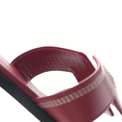 Hermes Calfskin Embroidered Oran Sandals 37 Rouge Feu 8 of 8