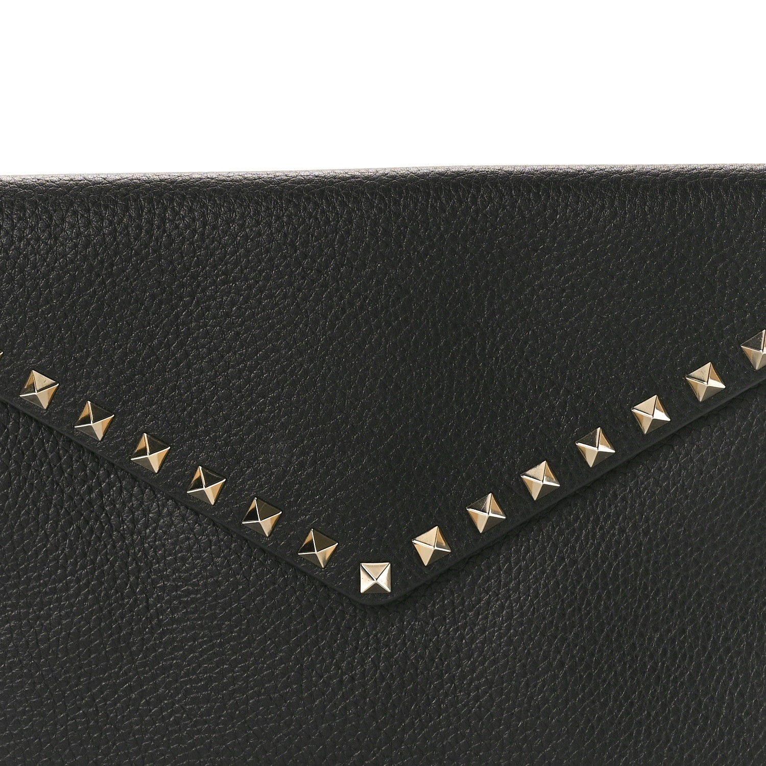 Valentino Garavani Pebbled Calfskin Large Rockstud Envelope Clutch Black 7 of 7