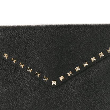 Valentino Garavani Pebbled Calfskin Large Rockstud Envelope Clutch Black 7 of 7
