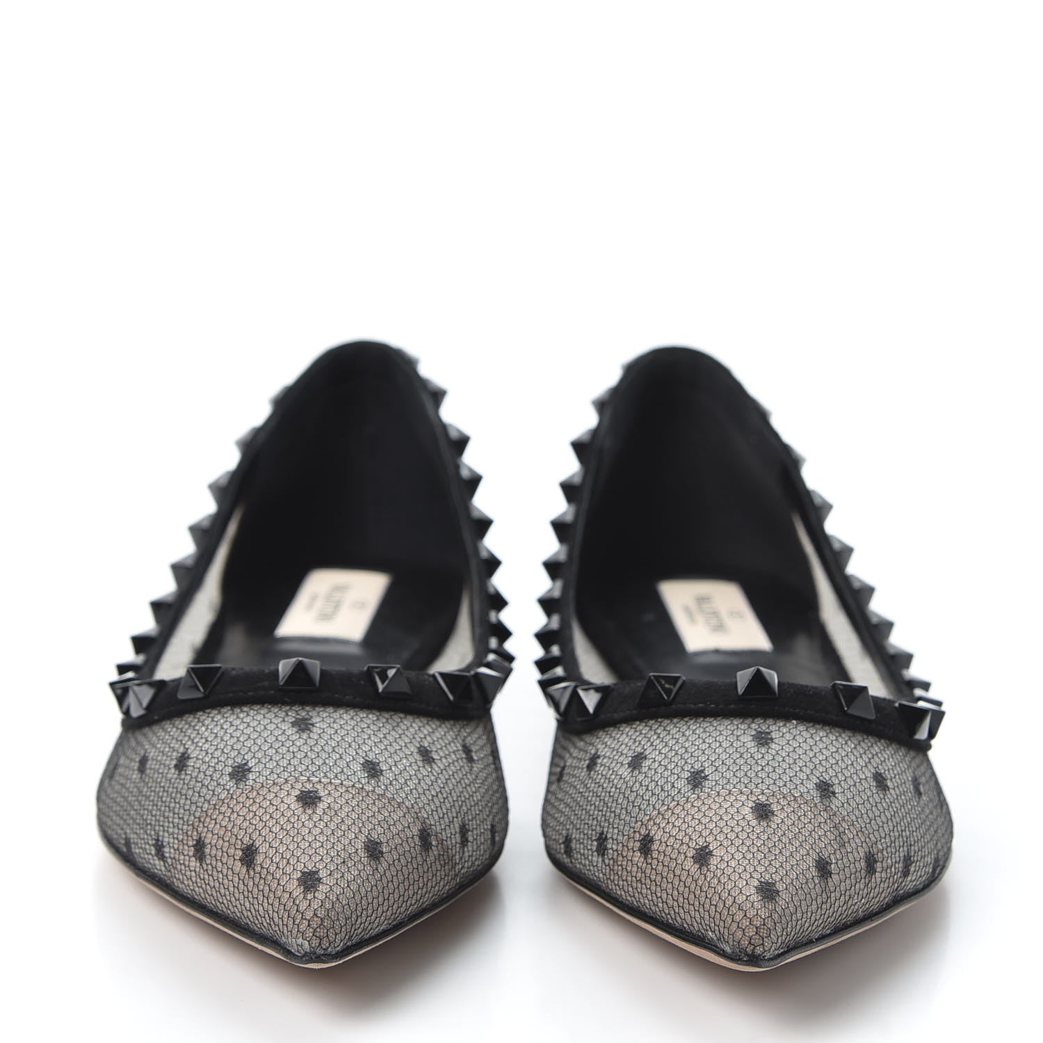 Valentino Garavani Mesh Point d'Esprit Rockstud Ballerina Flats 39 Black 3 of 9