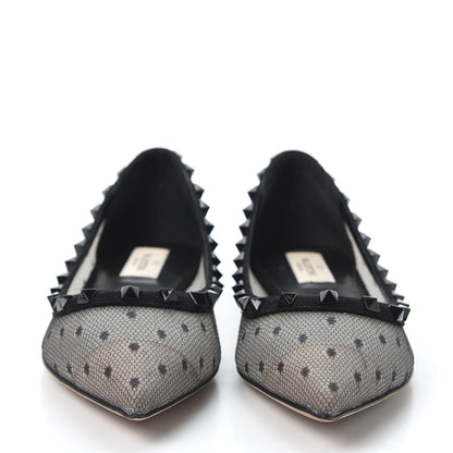 Valentino Garavani Mesh Point d'Esprit Rockstud Ballerina Flats 39 Black 3 of 9