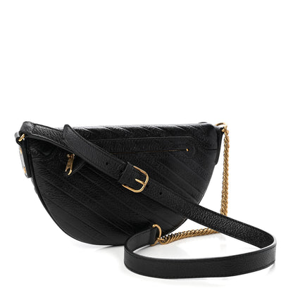 Balenciaga Shiny Goatskin Allover Logo Embossed XXS Souvenir Belt Bag Black 3 of 9