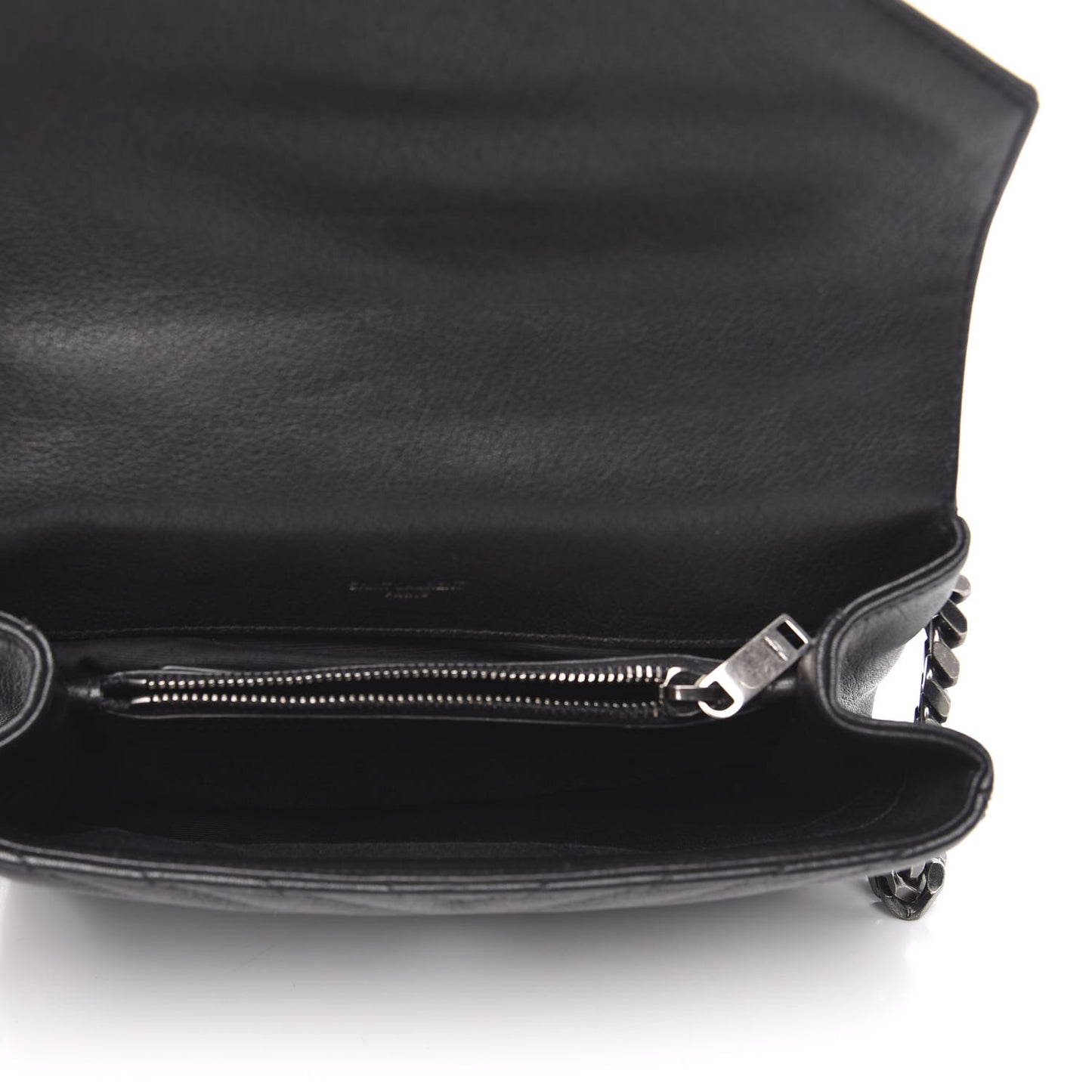 Sheepskin Matelasse Chevron Monogram Medium College Bag Black