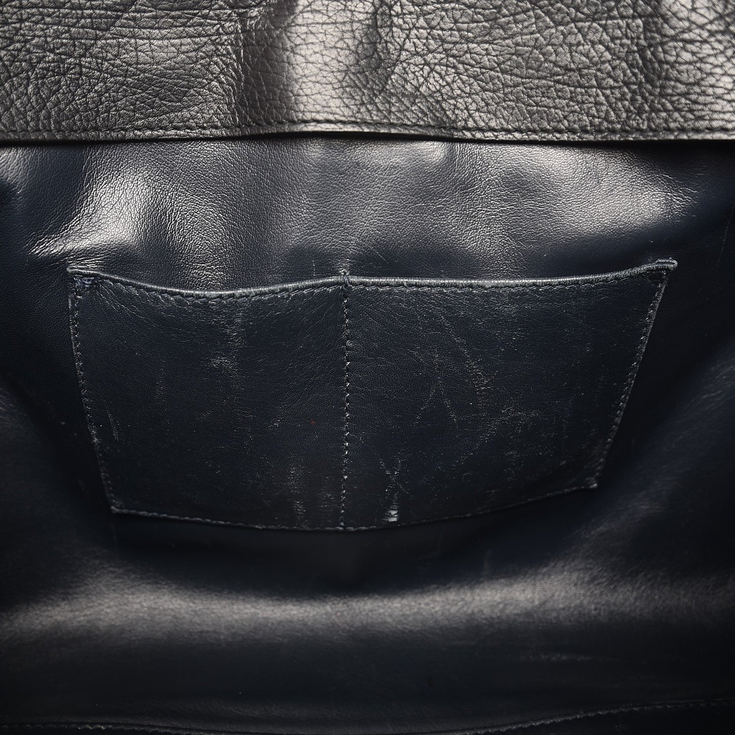 Grained Calfskin M Tube Round Tote Black
