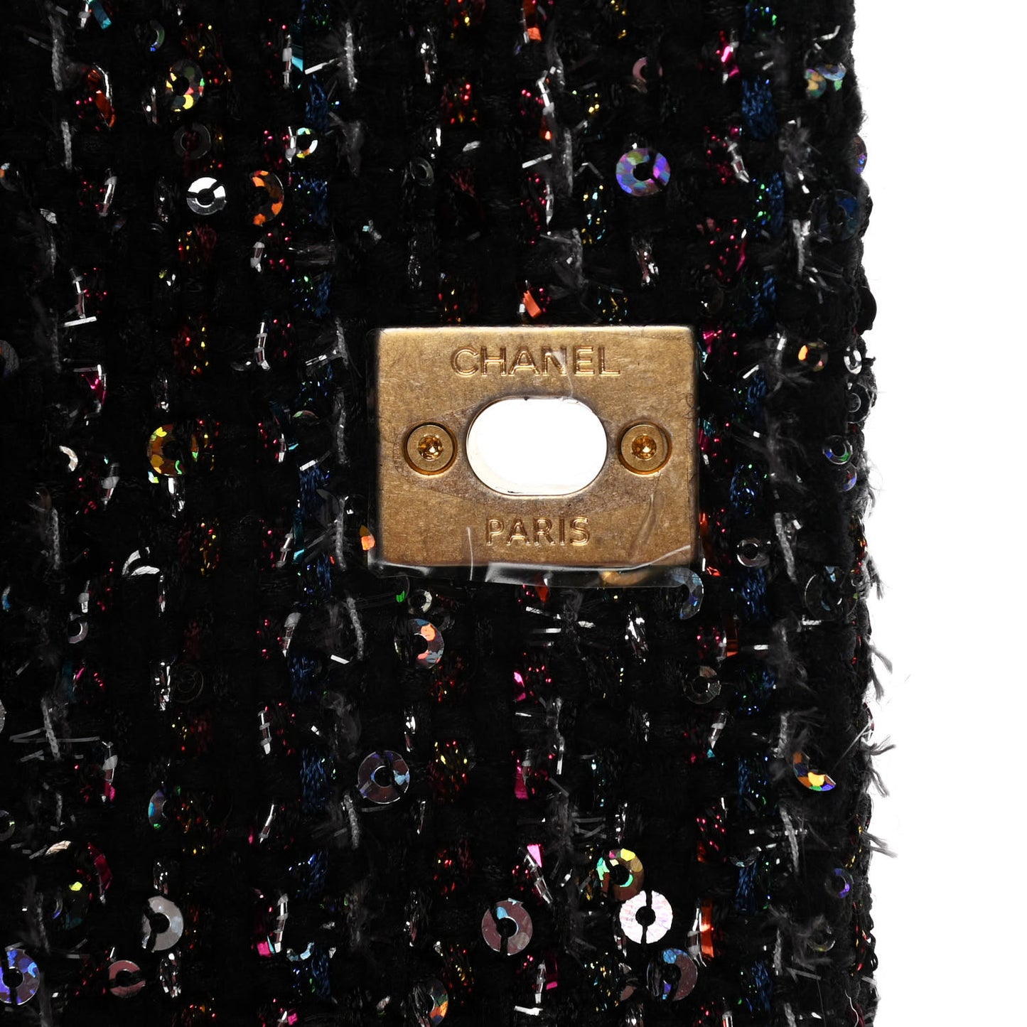 Tweed Sequin Mini Coco Handle Flap Black