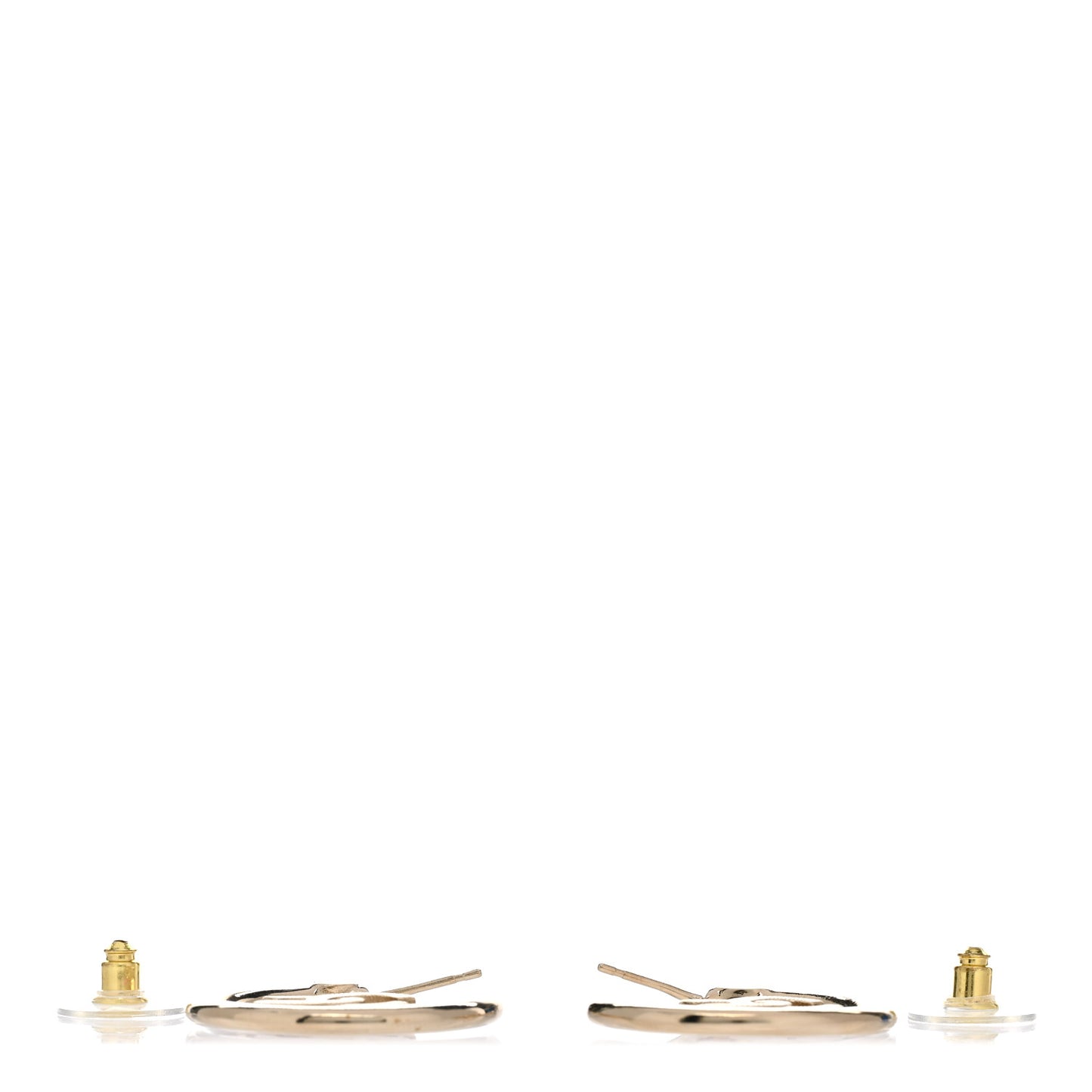 Metal Textured CC Hoop Earrings Gold