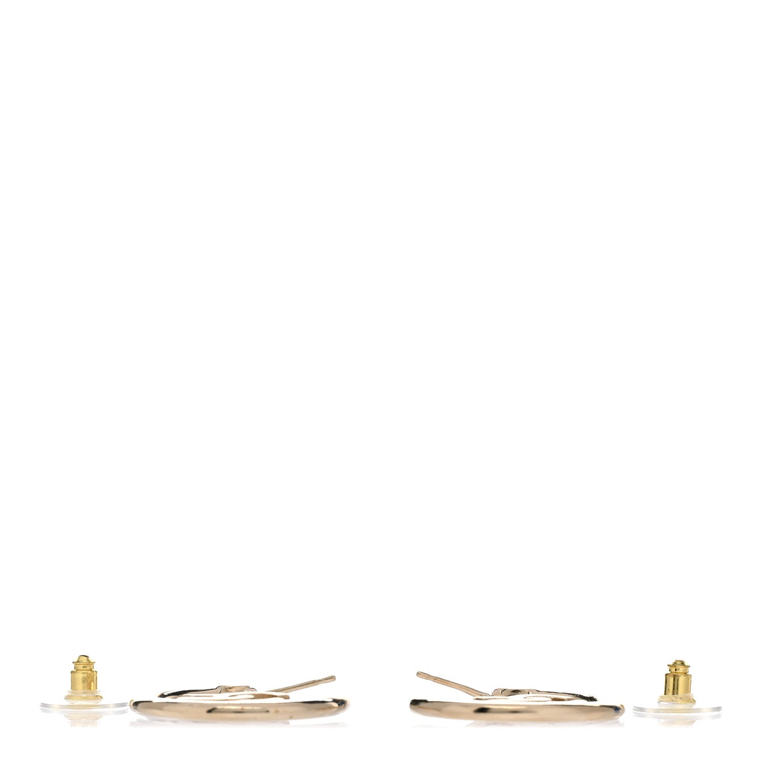 Chanel Metal Textured CC Hoop Earrings Gold 3 of 5