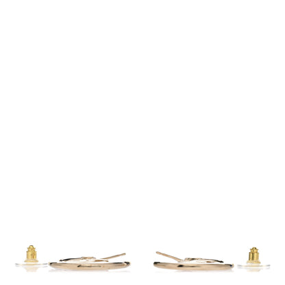 Chanel Metal Textured CC Hoop Earrings Gold 3 of 5