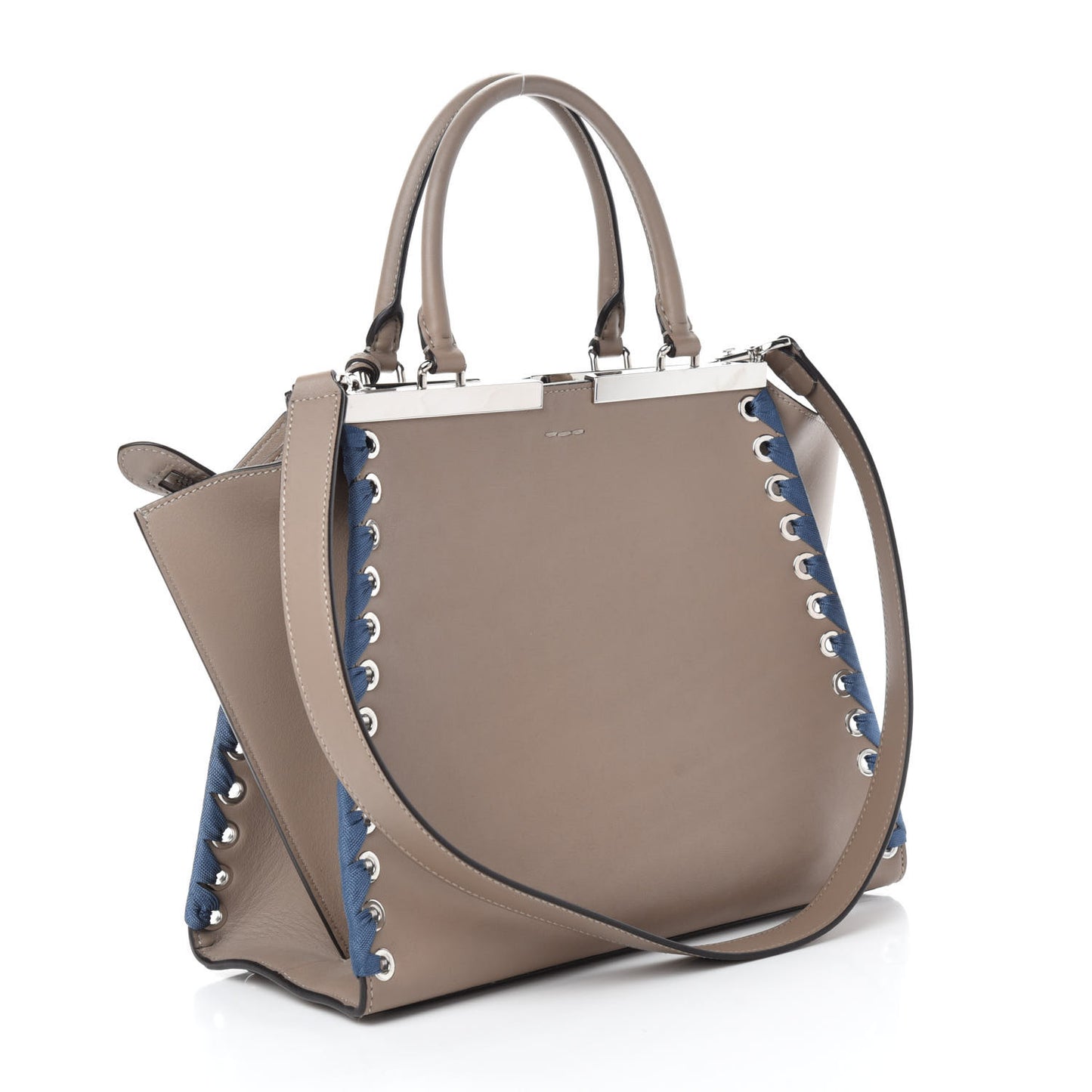 Vitello Dolce Ribbon Lace Up Petite 3Jours Tote Tortora Ceruleo