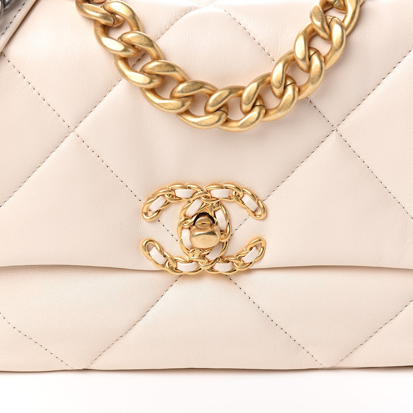 Lambskin Quilted Medium 19 Flap Light Beige