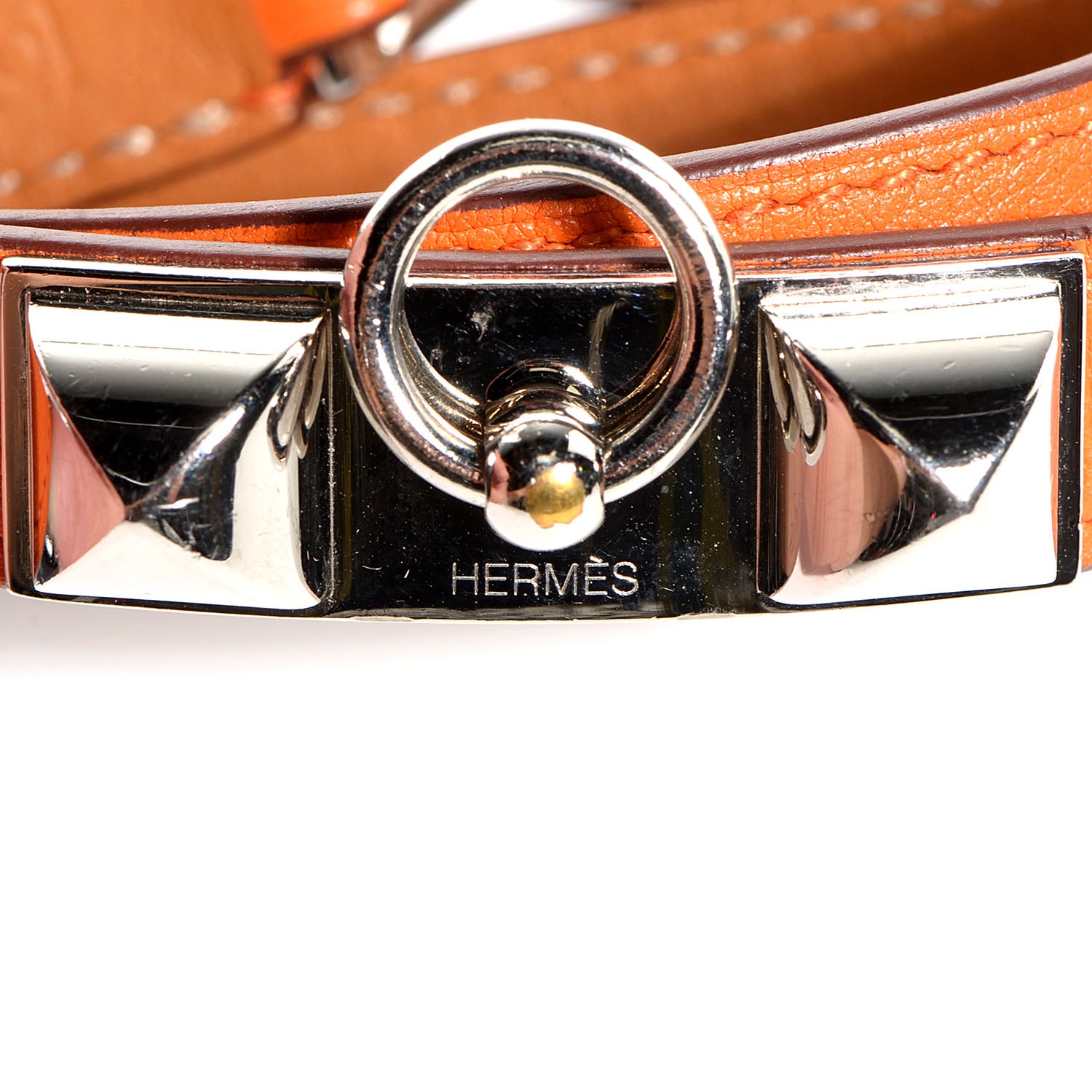 Hermes Swift Rivale Double Tour Bracelet Medium Orange 4 of 8