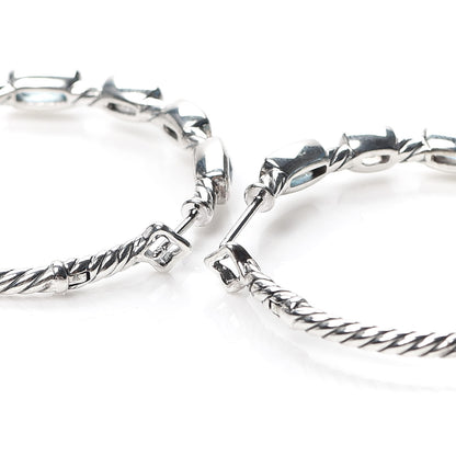 David Yurman Sterling Silver Blue Topaz Confetti Hoop Earrings 3 of 4
