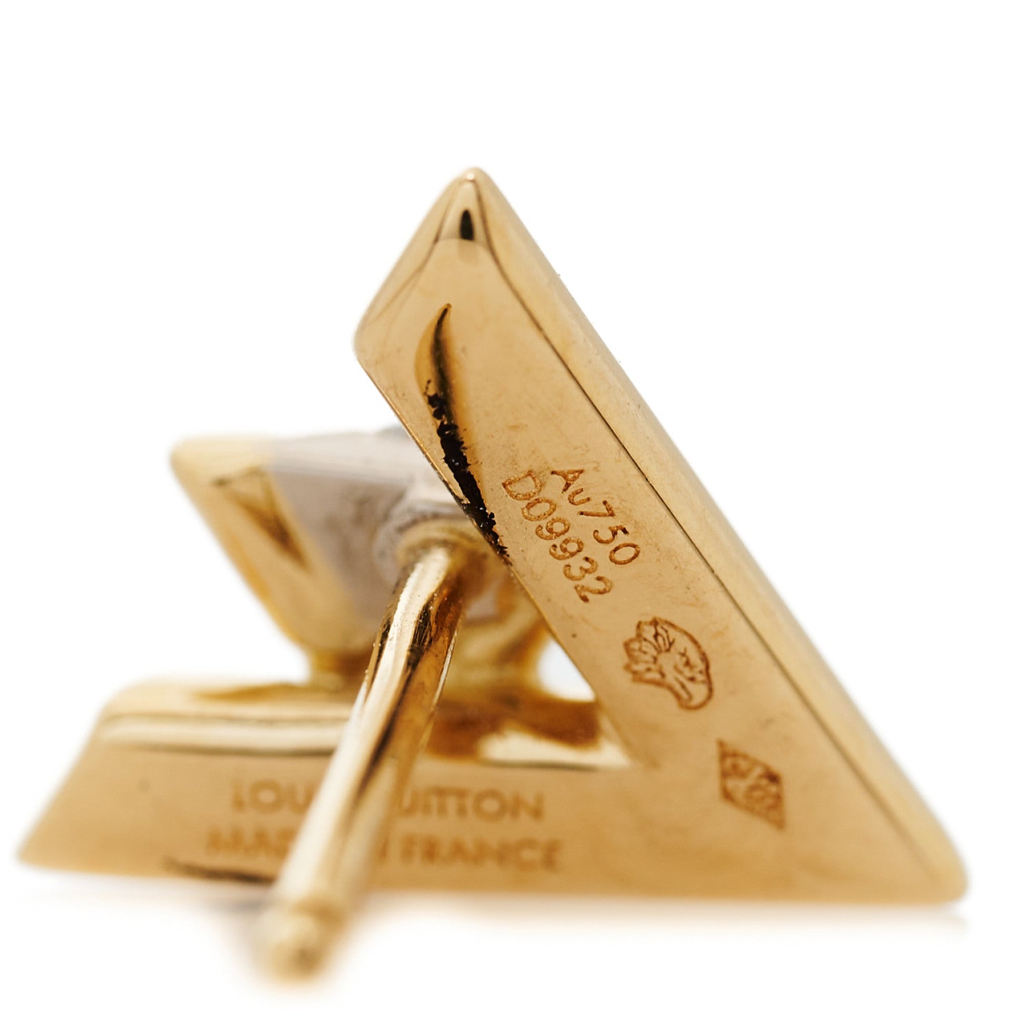 Louis Vuitton 18K Yellow Gold Diamond LV Volt Single Stud Earring 4 of 5