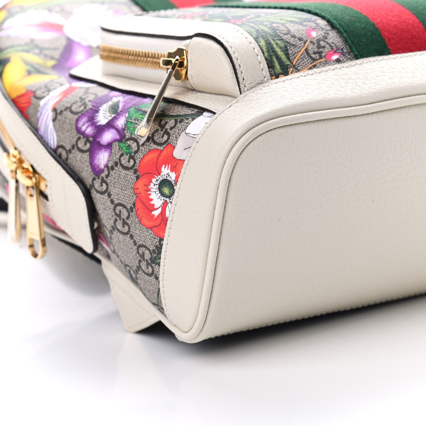 GG Supreme Monogram Flora Web Small Ophidia Day Backpack White