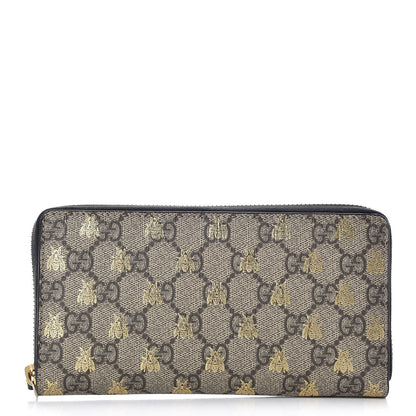 Gucci GG Supreme Monogram Bees Zip Around Wallet 1 of 10