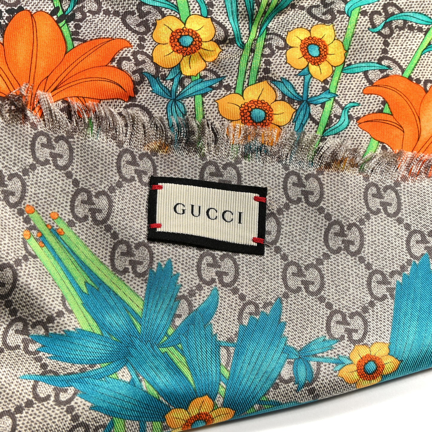 Silk Twill GG Monogram Newflora GG Square Scarf Multicolor