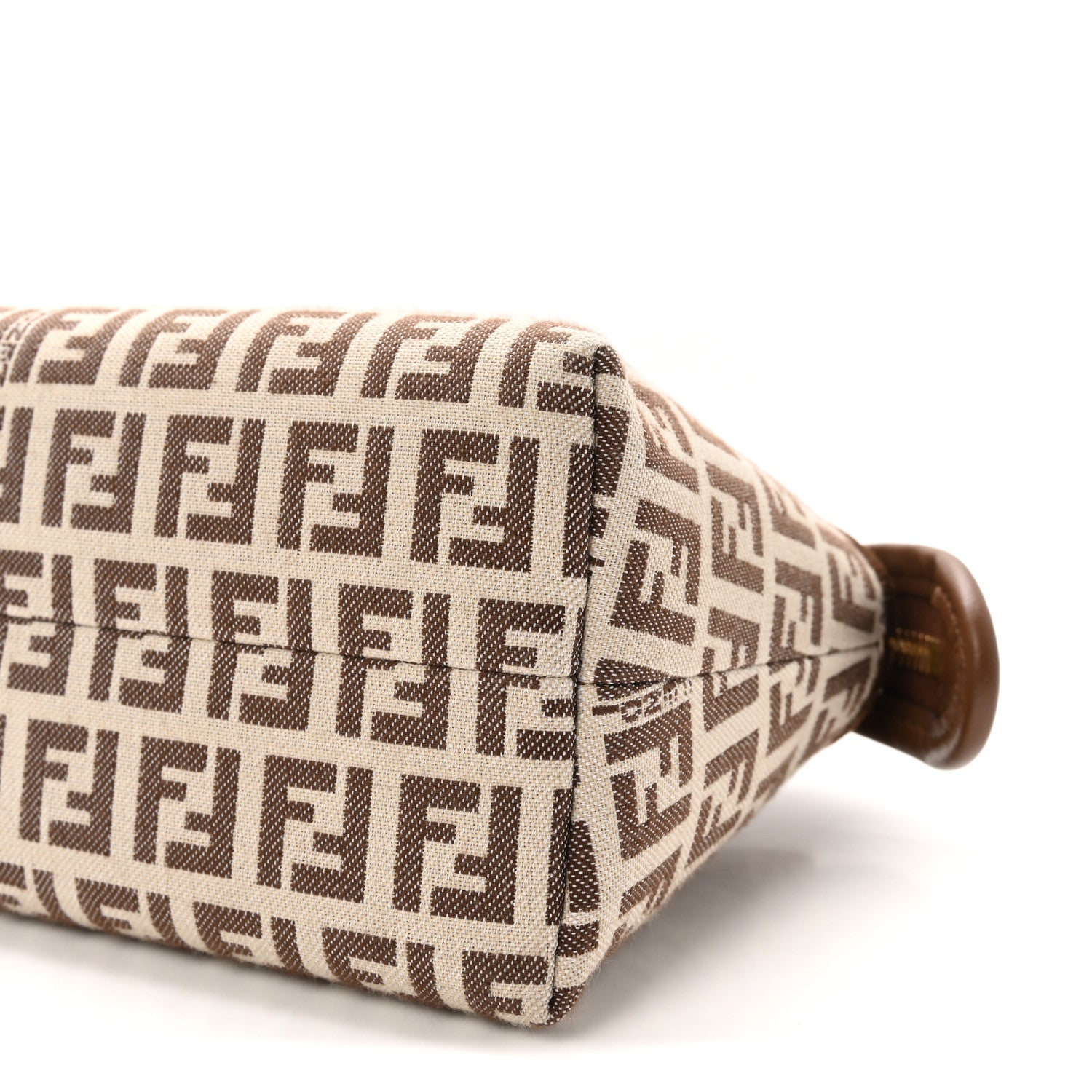Fendi Vitello Grace Jacquard FF Mini By The Way Top Handle Boston Bag  Gianduia Panna 10 of 10
