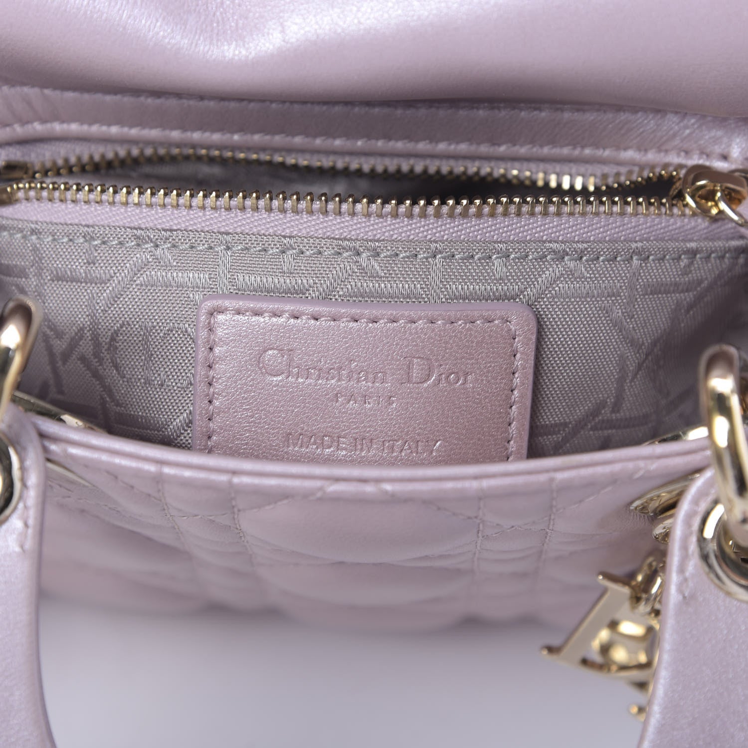 Christian Dior Metallic Lambskin Cannage Mini Lady Dior Lotus 8 of 12